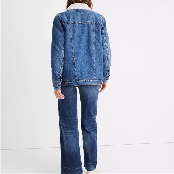 Madewell Oversized Donaway Wash Snap Button Sherpa Lined Denim Jean Jacket - Picture 4 of 9